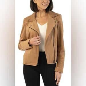 Kut From The Kloth Marlowe Faux Suede Moto Jacket In Butterscotch Size Small